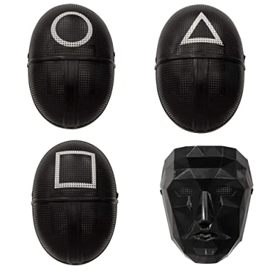 Abbildung von Boland Maske Dreieck, Quadrat, Kreis oder Anführer, 4 Motive zur Auswahl, Soldat Wächter, Spieler, Gesichts Maske, koreanische Spiel Game, Kostüm, Karneval, Mottoparty