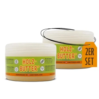 Abbildung von Renuwell 2 x 250 ml Holz Butter Möbelpflege Holzpflege 100% Lebensmittelecht Spar Set