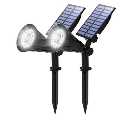 Abbildung von T SUN LED Solarstrahler, 2 Stück 4 Gartenstrahler Solarleuchten, Helle Garten Licht, Beleuchtungsmodi, Sicherheitsbeleuchtung,Großes Außenlicht für Rasen, Wege,Terrasse(Kaltes Weiß 6000K)