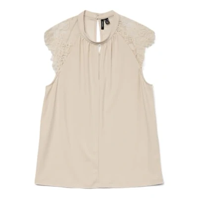 Abbildung von VERO MODA Damen Vmmilla Sl Lace Tee Ga Noos, Pumice Stone, S