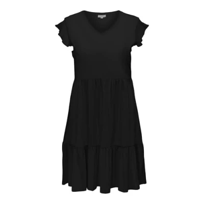 Abbildung von ONLY CARMAKOMA Damen CARMAY Life Cap SL Frill Dress JRS NOOS Midikleid, Black, 50 52