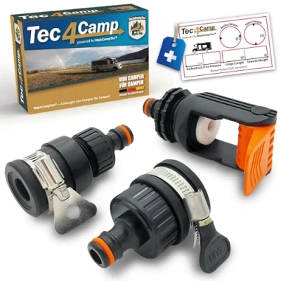 Abbildung von MaJoCompTec® ALLCONNECT universal Wasserhahn Anschluss Set verstellbarer Wasser Hahnanschluss für Aussenhahn ohne Gewinde Wohnmobil Caravan Boot Adapter (Wasser Dieb Set)