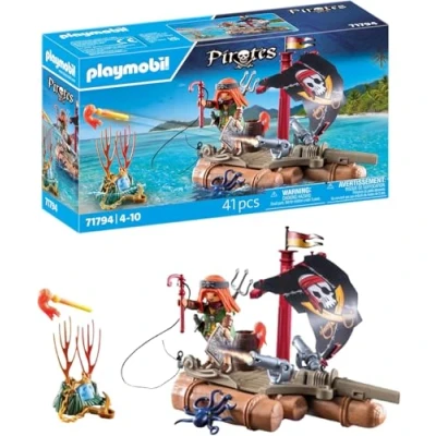 Abbildung von PLAYMOBIL Pirates Schatzbergung auf Piratenfloß Piratenspielzeug Piratenfigur Spielzeug für Kinder ab 4 Jahren 71794