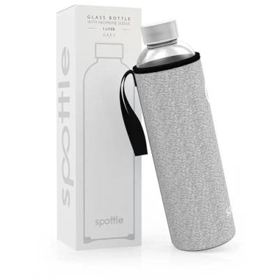 Abbildung von spottle® Glasflasche 1 Liter mit Neoprenhülle GRAU