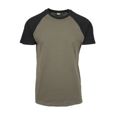 Abbildung von Urban Classics Raglan Contrast Tshirt print, Herren, Größe: Medium, Olive/black