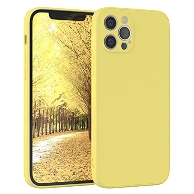 Abbildung von EAZY Case Silikonhülle für iPhone 12 Pro Hülle Silikon Gelb weich stoßfeste Handyhülle Schutzhülle mit Kameraschutz Dünn Premium Schutz Cover TPU Phone Bumper in Pastellgelb