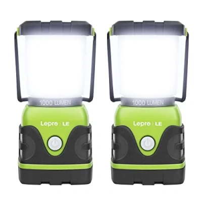Abbildung von LE LED Campinglampe, Ultra Hell 1000 Lumen, 4 Leuchtmodi Dimmbar Suchscheinwerfer, Batteriebetrieben Notfallleuchte für Stromausfällen, Wandern, Notfall, Ausfälle und so weiter, 2 Stück