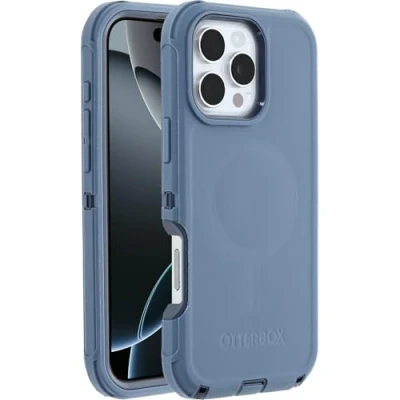 Abbildung von OtterBox Defender Series MagSafe Hülle für iPhone 16 Pro Max, stoßfest, sturzsicher, extrem robust, Schutzhülle, 7X getestet nach Militärstandard, Blau