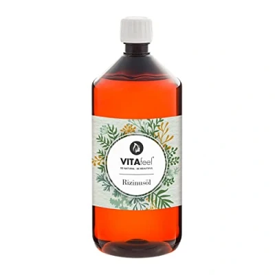 Abbildung von VitaFeel Rizinusöl 1 Liter 100% reines kaltgepresstes Öl, nativ Ph. Eur., Wimpern Serum, Haaröl, natürliche Haarpflege