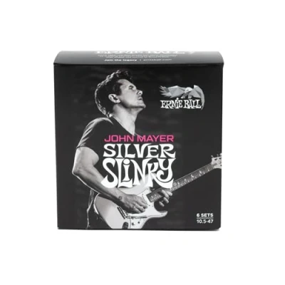 Abbildung von Ernie Ball John Mayer Silver Slinky Nickel Wound E Gitarrensaiten 6er Pack 10.5 47 Gauge