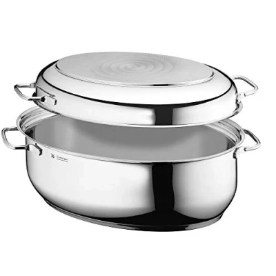 Abbildung von WMF Bräter mit Deckel backofengeeignet, 8,5l Induktion, Cromargan Edelstahl, Induktionsdeckel, 41 x 28,5 18 cm
