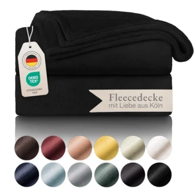 Abbildung von Blumtal Fleecedecke 270x230 cm Oeko Tex zertifizierte Kuscheldecke Wohndecke Schwarze Decke Wohn &amp; Microfaser Schwarz