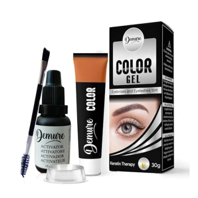 Abbildung von Demure Color Gel Augenbrauen und Wimpernfarbe 30g, Wimpernfarbstoff Kit mit Keratin Komplex für optimale Festigkeit, Glanz Farbe (1.0 Schwarz)