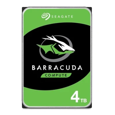 Abbildung von Seagate Barracuda 4TB interne Festplatte HDD, 3.5 Zoll, 5400 U/Min, 256 MB Cache, SATA 6GB/s, silber, FFP, Modellnr.: ST4000DMZ04