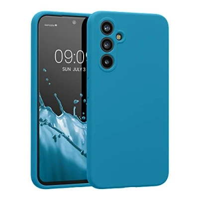 Abbildung von kwmobile Hülle kompatibel mit Samsung Galaxy A54 5G Case gummiert Silikon Handyhülle Schutzhülle Karibikblau
