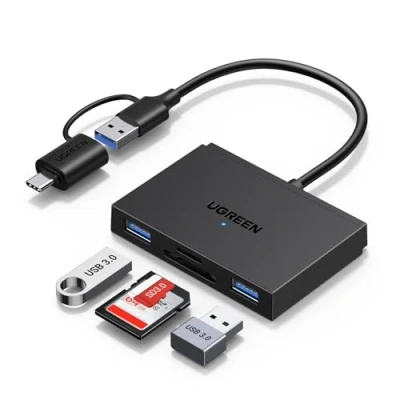 Abbildung von UGREEN 4 in 1 SD Kartenleser, USB C &amp; 3.0 OTG Adapter und Kartenlesegerät mit SD, TF and 2*USB Ports, Card Reader 5Gbps kompatibel iPhone 16 Serie/iPad/Laptop/Desktop