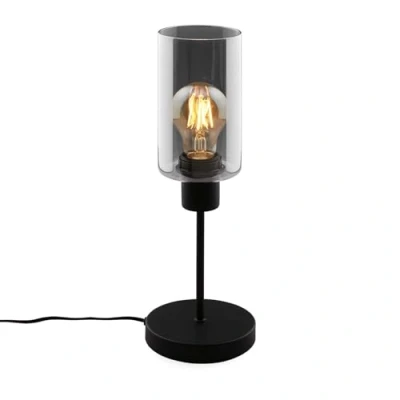 Abbildung von BRILONER Nachttischlampe, Rauchglas, Kabelschalter Schreibtischlampe, Tischlampe E27 für Home Office, Leselampe, Schwarz
