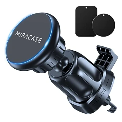 Abbildung von Miracase Handyhalterung,Handyhalter mit 6 Starke Magnet 2 Metallplatte,Universale 360 Magnetischer KFZ Handyhalterung Auto Lüftung für iPhone Samsung Huawei Smartphone