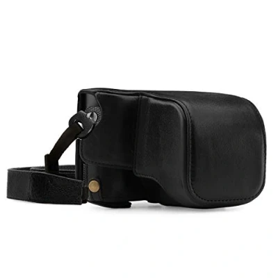 Abbildung von MegaGear MG1402 Leica Q P, (Typ 116) Ever Ready Echtleder Kamera Case mit Trageriemen Schwarz
