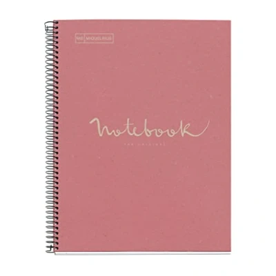 Abbildung von Miquelrius Notebook Emotions Notizbuch 100 % recycelt, 1 Streifen, A4, 80 kariert, 5 mm, Papier g, 4 Bohrungen, Kartoneinband, Rosa