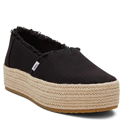 Abbildung von TOMS Damen Valencia Plattform, Schwarz Leinen, 56 EU