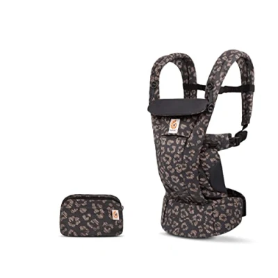 Abbildung von Ergobaby Omni Dream Babytrage für Neugeborene ab Geburt bis 20kg, 4 Positionen SoftTouch Cotton Ergonomische Babybauchtrage Rückentrage Baby Tragetasche, Black Leopard