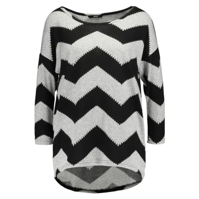Abbildung von ONLY Onlelcos AOP JRS NOOS Langarmshirt Light grey melange/black, Damen, Größe: Medium, melange/black