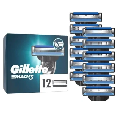 Abbildung von Gillette Mach3 Standard Rasierklingen für Männer, 12 Ersatzklingen, mit Gleitstreifen ein sanftes Gleiten und NEUER Klingenbeschichtung