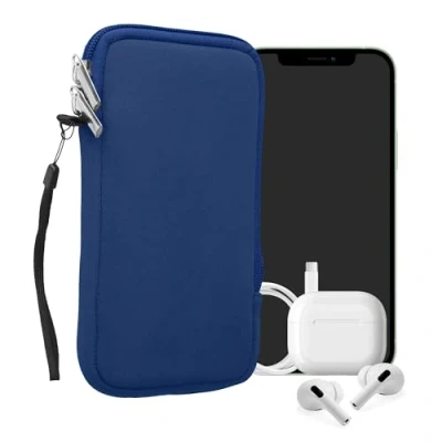 Abbildung von kwmobile Handytasche für Smartphones XL 6,7/6,8&quot; Neopren Handy Hülle Baltik Blau Tasche 17,2 x 8,4 cm Innenmaße