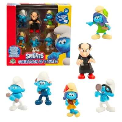 Abbildung von Giochi Preziosi Die Schlümpfe, Set mit 6 Figuren, 5,5 cm, Davon 1 Exklusive Azrael Figur, Spielzeug für Kinder ab 3 Jahren, PUF142