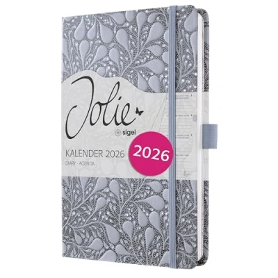 Abbildung von SIGEL J6361 Wochenkalender 2026 ca. A5, blau, Hardcover, Gummiband, Stiftschlaufe, Einstecktasche, 174 Seiten, vegan, Buchkalender, Terminplaner Kalenderbuch Jolie