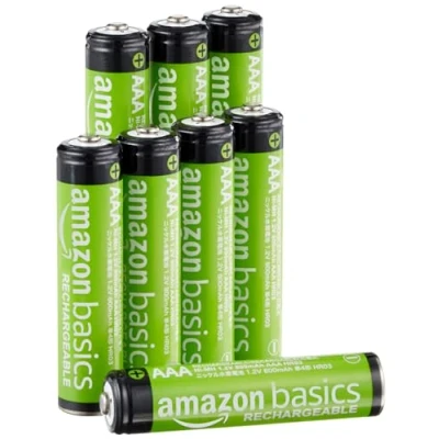 Abbildung von Amazon Basics AAA Batterien, wiederaufladbar, vorgeladen, NiMh, 8 Stück (Aussehen kann variieren)
