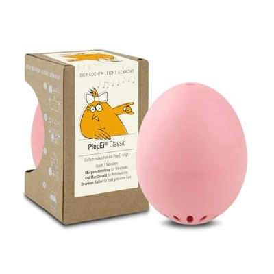 Abbildung von PiepEi Classic Rosé Singende Eieruhr zum Mitkochen Eierkocher für 3 Härtegrade Piep Ei mit Melodien Lustiges Kochei Musik Eggtimer Brainstream