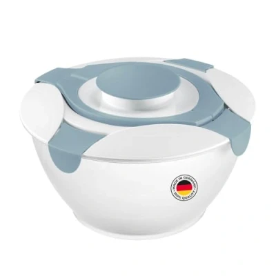 Abbildung von Westmark Salatbutler/ schüssel mit Tragegriffen und Dressing Behälter, Fassungsvermögen: 6,5 Liter, Kunststoff, Praktika, Transparent/Weiß/Blau, 2422227B