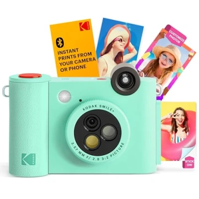 Abbildung von KODAK Smile+ 2 in 1 Digitale Sofortbildkamera &amp; kabelloser Bluetooth Fotodrucker 10MP, Spezialeffekt Drehobjektiv, Zink 2x3 Klebefotos, Drucken über Fun App von Smart Devices Grün
