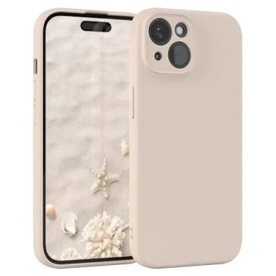 Abbildung von EAZY Case Silikonhülle für iPhone 15 Hülle Silikon Beige weich stoßfeste Handyhülle Schutzhülle mit Kameraschutz Dünn Premium Schutz Cover TPU Phone Bumper in Taupe