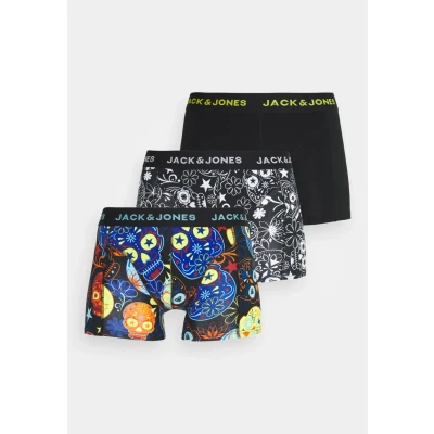 Abbildung von Jack &amp; Jones Jacsugar Skull Trunks 3 PACK Panties, Herren, Größe: Small, Black/blazing yellow