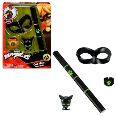 Abbildung von BANDAI Miraculous Verwandlungsset Cat Noir Kostüm Superhelden Zubehör Kinderkostüm Chat Offizielle Lizenz Spielzeug für Kinder ab 4 Jahren P50603