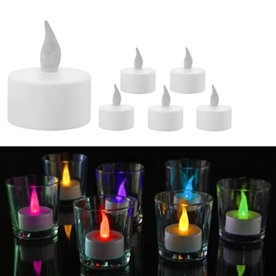 Abbildung von LED Teelichter 6er Set Farbwechsel Ø4cm 10 Farben batteriebetrieben Timerfunktion flammenlos