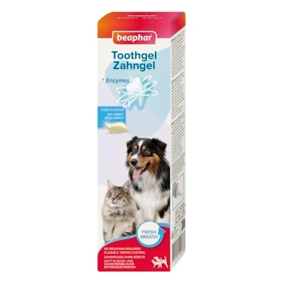 Abbildung von BEAPHAR Zahngel Für Hunde Und Katzen Zahnpflege Ohne Zahnbürste Schützt vor Plaque Zahnstein Mit Leber Geschmack Fluoride Keine Bürste Erforderlich 100 g