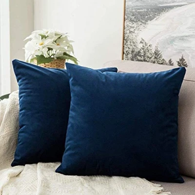 Abbildung von MIULEE Packung von 2, Purer Weicher Dekorativ Sofa Kissenbezug Kissenhülle Set Kissen Fall für Schlafzimmer Auto Dunkelblau 18 x inch 45 cm