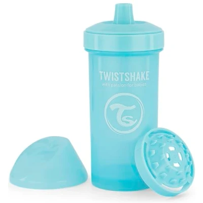 Abbildung von Twistshake Auslaufsichere Baby Trinkflasche mit festem Ausguss und Fruchtmixer 360ml Trainerflasche Wasserflaschen Schnabeltasse BPA freie Hellblau