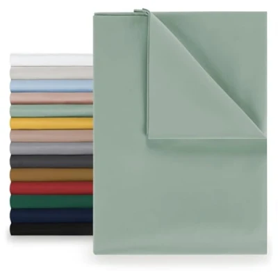 Abbildung von Blumtal® Basic Betttuch 180x275 cm für Matratzen 120x200 Bettlaken ohne Gummi OEKO TEX zertifiziertes Leintuch aus Microfaser 120 x 200 in Summer Green Grün
