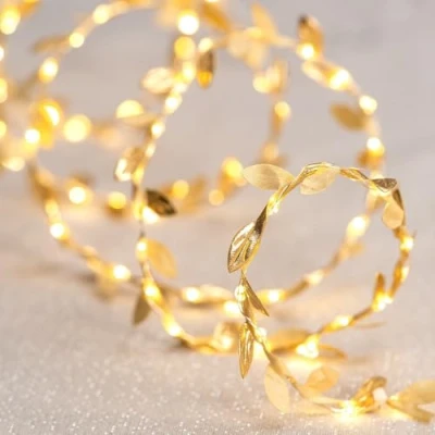 Abbildung von Ideen mit Herz LED Draht Lichterkette goldene Blätter 100 LEDs 1,80 m lang Deko Herbst und Winter inkl. Timer