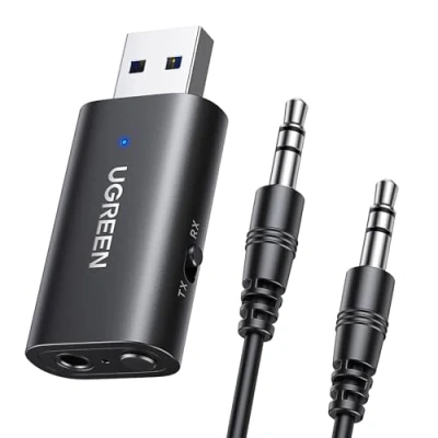 Abbildung von UGREEN Bluetooth 5.4 Adapter 2 in 1 Transmitter Empfänger Klinke Sender für TV, Kopfhörer und Stereoanlage