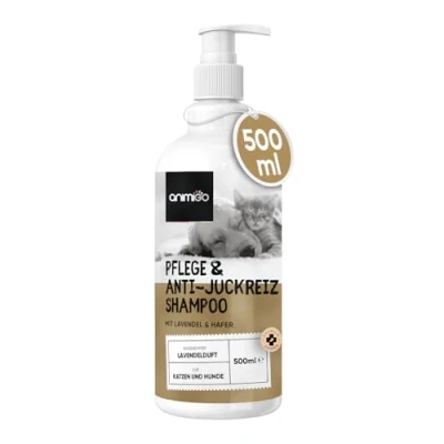 Abbildung von animigo Pflege &amp; Anti Juckreiz Shampoo Hundeshampoo gegen Juckreiz, Milben, Flöhe und Zecken Für Haut Fellpflege 500ml Katzenshampoo Alle Katzen Hunderassen Natürliche Zutaten