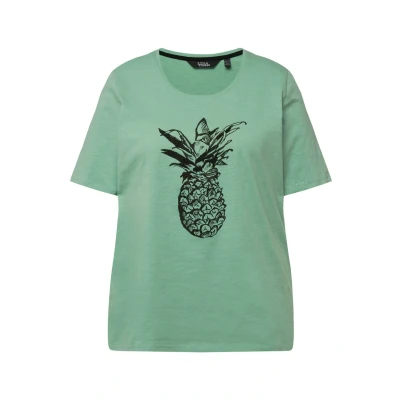 Abbildung von Ulla Popken Pineapple Tshirt print, Damen, Größe: 42/44, Light green