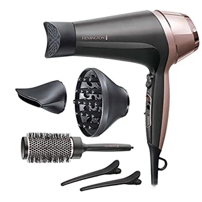 Abbildung von Remington Haartrockner Ionen [Locken &amp; Wellen Glatt] Curl Straight (2200W, inkl 3 Stylingaufsätze: konisch Locken Stylingdüse Diffusor, 45mm Rundbürste Klammern, Heiz 2 Gebläsestufen)D5707