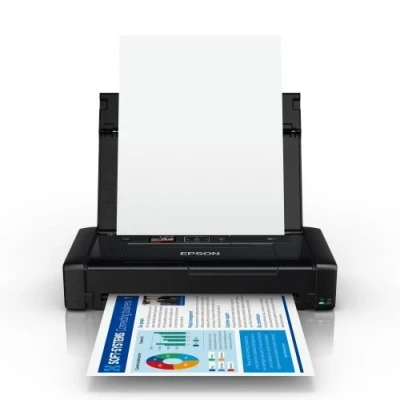 Abbildung von Epson WorkForce WF 110W tragbarer Tintenstrahldrucker (DIN A4, WiFi Direct, Drucker, mobiles Drucken, USB, integrierter Akku, nur 1,6 kg Gewicht) schwarz