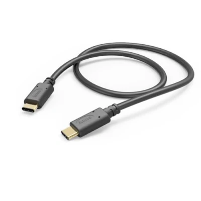Abbildung von Hama Ladekabel USB C auf C, 1m (Schnellladung, Handy Ladekabel, Datenkabel, Kabel, Handykabel, Typ vergoldete Stecker, maximal kompatibel) schwarz